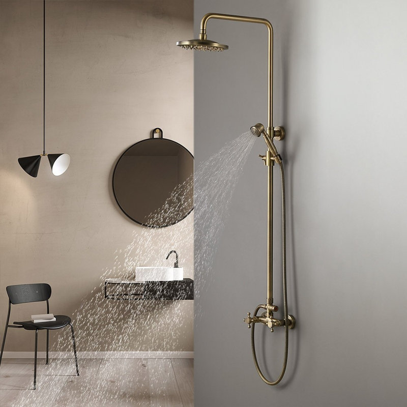 Homary Exposed Brass Round Complete Shower System & Reviews Wayfair Canada